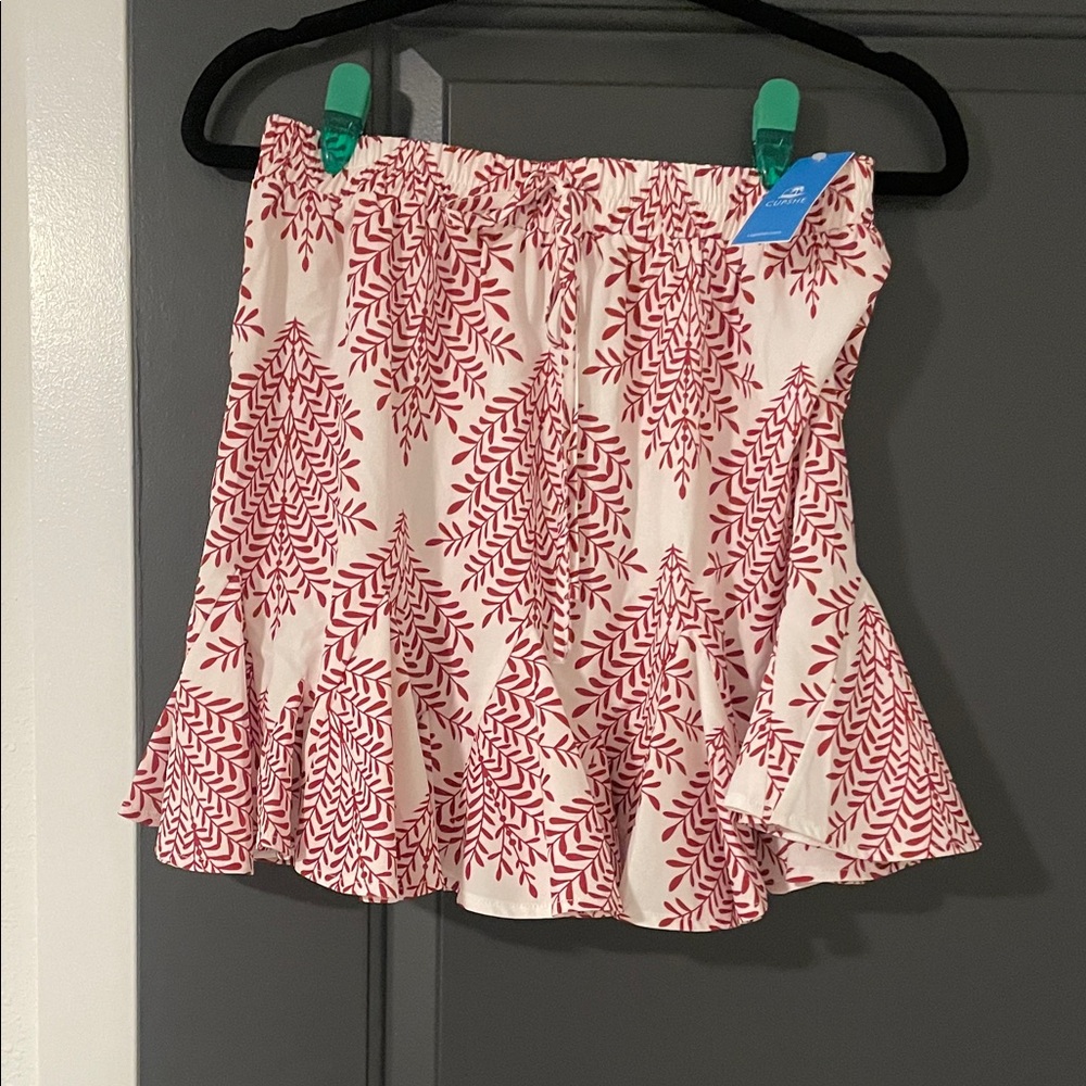 Cupshe Red and White Leaf Print Mini Skirt